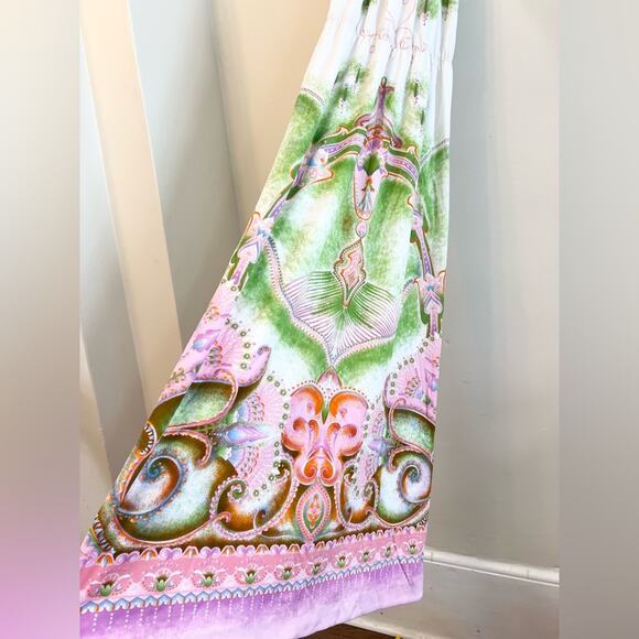 Vintage maxi dress sleeveless printed 60s 70s boho abstract one of a kind unique - Picture 3 of 11